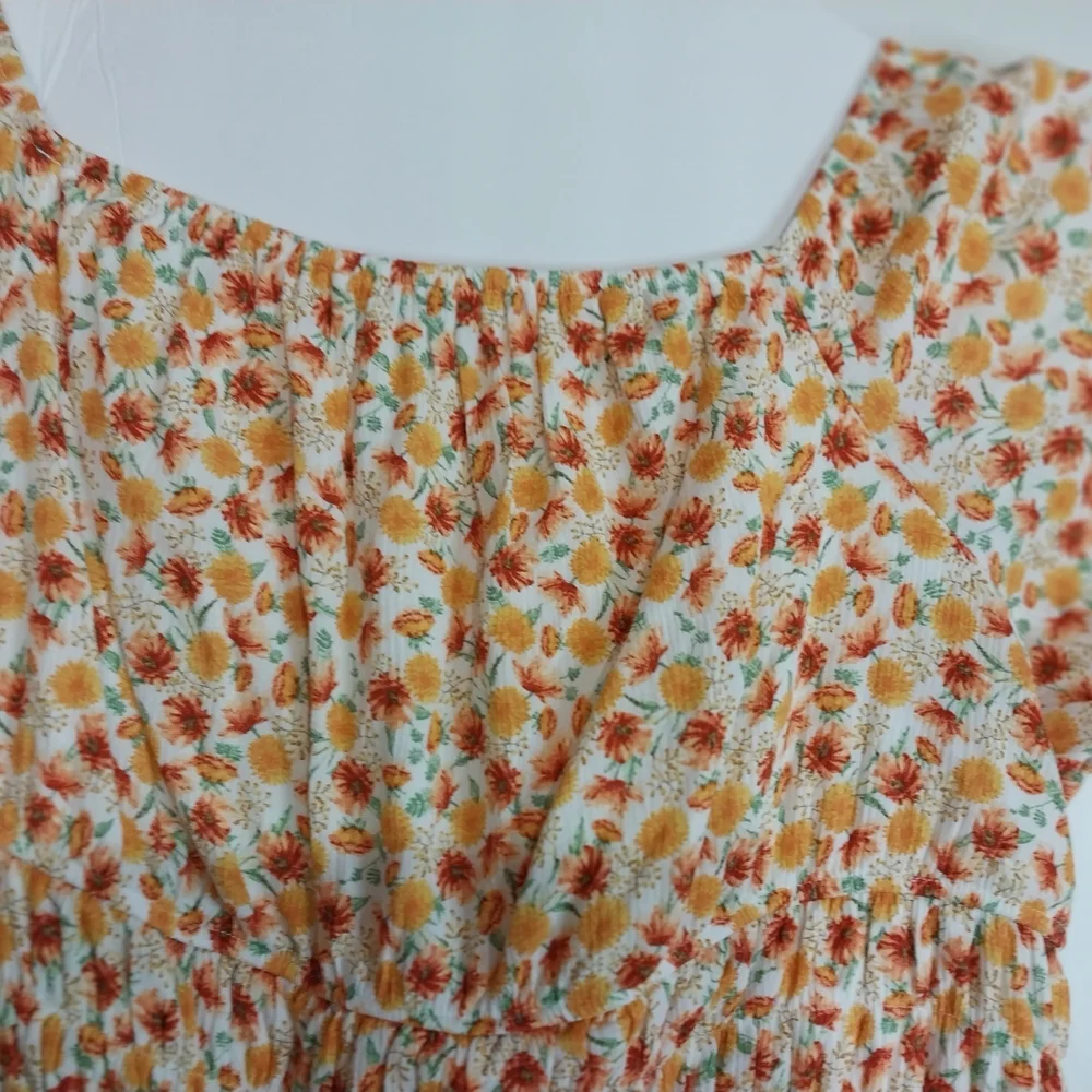 TORRID SIZE O Plus Smocked Peplum Floral Blouse - Yellow Floral Vietnam
